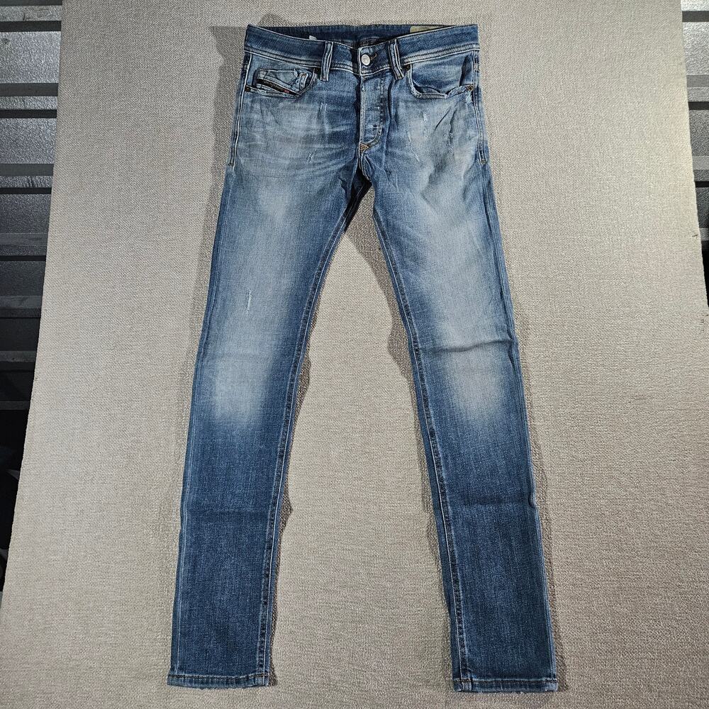 Vintage Diesel Sleenker-X Jeans Mens 30x32 Slim Skinny Y2K Blue Button Fly Italy